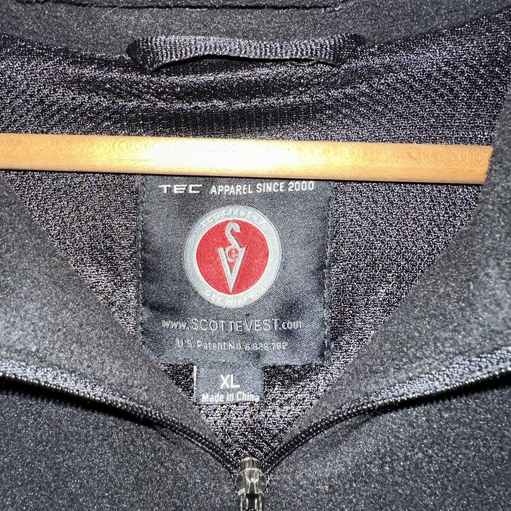 SCOTTeVEST Jacket XL Black Fleece 1/4 Zip TEC Mock Neck Outdoors Vented Pullover - Picture 8 of 11